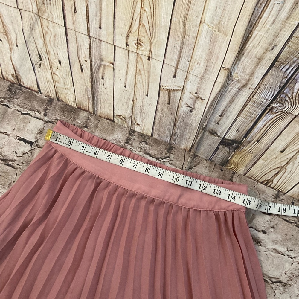 NWOT ebossy blush pink plated high waist flowy chiffon Maxi skirt size L - Picture 8 of 11